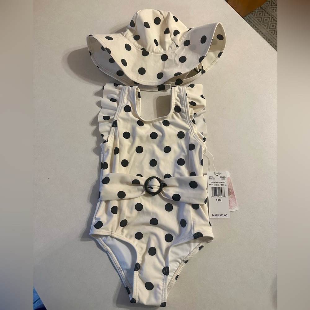 24 month Jessica Simpson bathing suit with matching hat